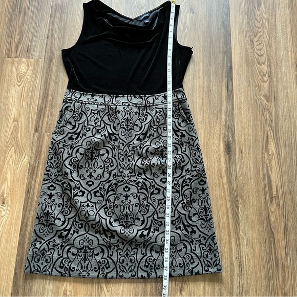 Land’s End Sleeveless Velvet Paisley Print Knee Length Dress 12 Black Stretch - Picture 12 of 13